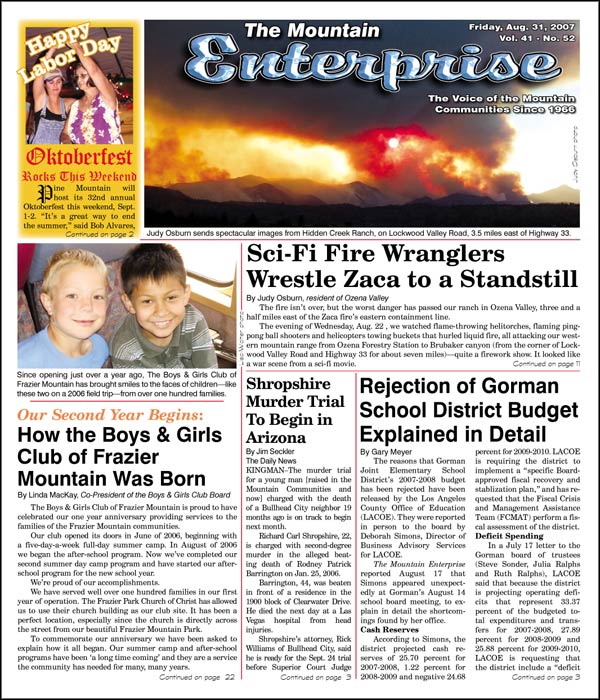 The Mountain Enterprise August 31, 2007 Edition
