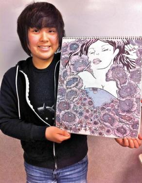 Jenny Byun is another of the artists whose work is being shown May 12 at the Work of HeArt Gallery. She is serious about pursuing art and is taking two classes in her senior year with art teacher Karen Maxwell. 