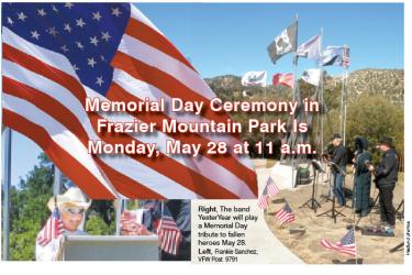 Memorial Day Ceremony in Frazier Mountain Park Is Monday, May 28 at 11 a.m.