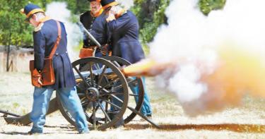 Cannon salutes, tug-of-war games, sack races, candle-making and picnics are enjoyed at the 1856-style July Fourth celebration at Fort Tejon. 