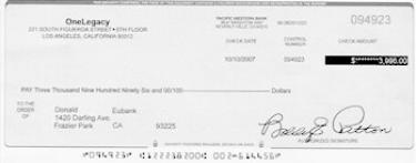 This is the bogus check Don Eubank received on his birthday.

