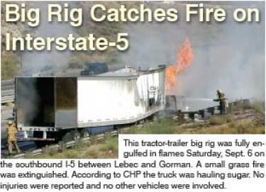 Big Rig Catches Fire on Interstate-5