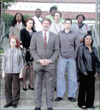 Gorman has had a rocky history with charter schools. In 2007 the Antelope Valley Desert Montessori charter school protested revocation of its charter by the GJSD board. Above, attorney and staff of the charter stand in front of Gorman Elementary School vowing to fight in court. The State Board of Education last week recommended that the Gorman board?s revocation of that school's charter be overturned. 











