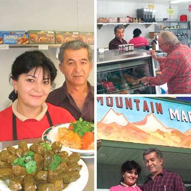 Left and bottom right, Mariam and Arthur Kasamanian offer mouth-watering delicacies at their new store. Top right, Ron Coleman of Pine Mountain chooses stuffed 
cabbage leaves from the deli case.

