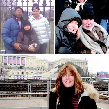 Clockwise, from top left: Aldo Billingslea, with his wife Renee and daughter Trinity, Yvette Heasley and her father Doyle Blackwood and Mo Murphy in Washington DC.






