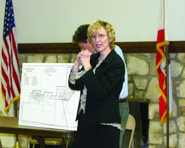 Lorelei Oviatt reviews Specific Plan at Town Council presentation Thursday.
