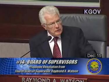Fourth District Supervisor Ray Watson explains his reasons for prohibiting elections in his proposed Municipal Advisory Council.

