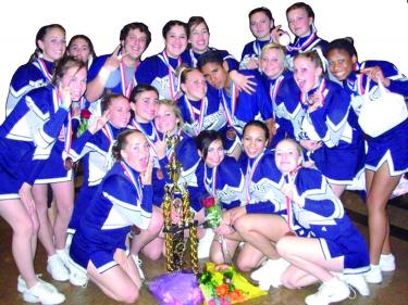 Here are the names of the victorious cheerleading squad, fresh from their victory in the Las Vegas competitions. Top (left to right): Caroline Evans, Halen Hollibaugh, Christian Rader, Priscilla Espinoza, Jessica Corral, Cheyenne DeRamus, Julia Kozyr; Middle (left to right): Amy Scheenstra, Krissy Warner, Stephanie Carboyan, Karah Marquez, Morgan Burns, Luis Meza, Hannah Gale, Asia Wheaton, Eden Patton; Bottom (left to right): Becky Hartshorn, Sara Adams, Tiffany Polk and Katy Tamulonis.
