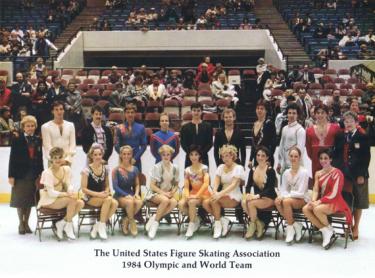 Mark Cockerell (back row, seventh from the left) standing with the 1984 Olympic and World Team.