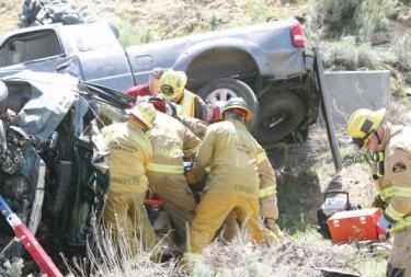 On Saturday, April 10, (above) Kern and Los Angeles County firefighters worked to remove Walter Herbeck, 72 of Pine Mountain from a crushed Ford Explorer just south of the Frazier Park exit on the Grapevine. He died at the scene. On Sunday, April 11, John “Jack” Blackburn (next) was killed in a three-car crash that closed the I-5 for eight hours and took five lives.