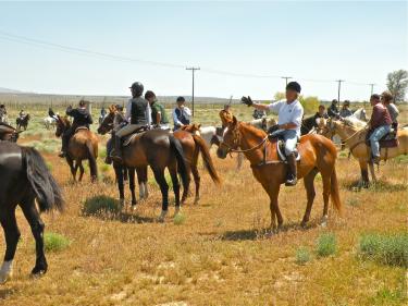 West Hills Hunt Club president Michael Magloff (right, in white) guides the opening wildflower trail ride.