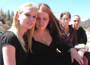 Beth Hill, 19 (second from left) with friends at infant Steven’s memorial in 2009.