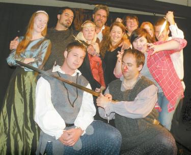 Cast and crew of The Lion in Winter (l-r, back): Wednesday Hobson, Angelo Romanelli, Stacey Havener, William Fair, Kat Fair, Nick Vaughn, Dana Jens, Colton Fair; (front): Nick Mullen, Jay Potter and Em McLoughlin.