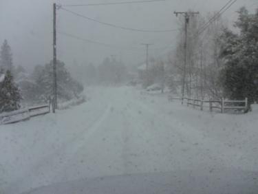 One of the unplowed residential roads in Pine Mountain, Sunday at 8:37 a.m. [Mountain Enterprise photo]