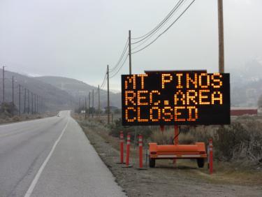Kern County may have decided not to plow the road up to Mount Pinos and to put out signs to discourage snow play visitors from coming last week, but their measures couldn’t prevent all snow enthusiasts from making an appearance.