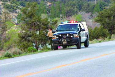 Ventura County Sheriff's deputies on Frazier Mountain Park Road, across the creek from Grant Trail in Frazier, at 7:30 p.m. on Tuesday, May 1, provide assistance to Kern County Sheriff's deputies investigating a burglary which was reported to be 