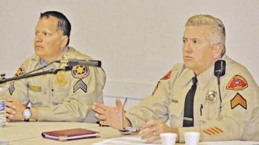 Ventura County Senior Deputy Scott Ramirez and Kern County Sheriff’s Sergeant Mark Brown were well prepared and informative, several neighbors said afterward.