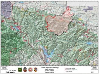 Lake fire perimeter map as of August 21 at 6 a.m. [This Angeles National Forest fire map is dated August 20 and was the most recent available on the morning of August 21.]
