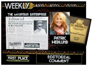 First Place for Patric Hedlund's editorial, 