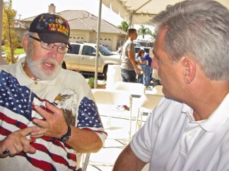 Veteran Dave Hicks went to Bakersfield with his service dog, Eagan, for a meeting with Congressman Kevin McCarthy on the 4th of July. [photo by Patric Hedlund]
