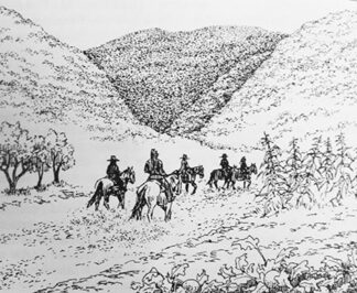 [Drawing by Susan Sjoberg in A View From The Ridge Route Vol. 3]