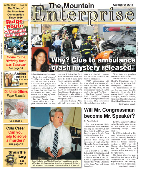 The Mountain Enterprise October 2, 2015 Edition