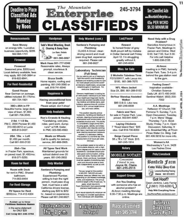 E11CLASS The Mountain Enterprise