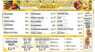 The Frazier Park Market advertises its specials every week in The Mountain Enterprise on pages 14-15. These two advertising pages are a source of great interest to newspaper readers throughout the Mountain Communities, who use them to make their shopping lists.