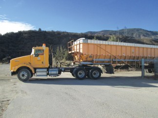 Los Angeles Sanitation Department trucks have been dropping brown material just over the Kern County line in Lebec for about 6 months. [photo by Gary Meyer]