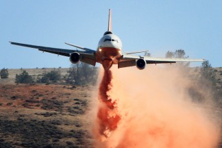 Jeff Zimmerman sent this image of an air tanker working to contain the Powerhouse fire in the Western Antelope Valley, Sunday, June 2.