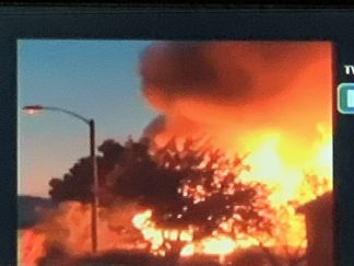 On Thursday and Friday there were structure fires, some caused by broken gas lines in the town of Ridgecrest. The epicenter was 11 miles northeast in Searles Valley, near the China Lake Naval Test Facility—120 miles from Frazier Park, as the crow flies.