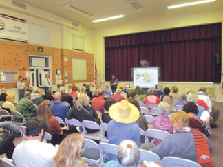 About 80 residents of the Mountain Communities, including Neenach and Three Points, attending a scoping meeting for Centennial last week. [photo by Gary Meyer, The Mountain Enterprise]
