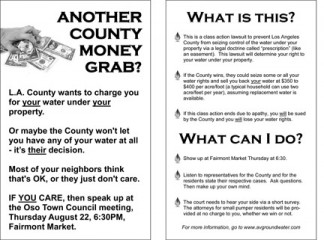 This flyer, produced by Oso Town Council, was distributed throughout Western Antelope Valley. 