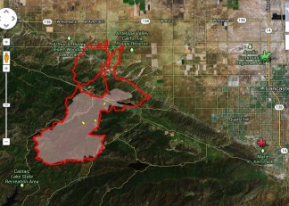 This is a map of how far the Powerhouse fire had spread by Monday, June 3, 2013. [Google map image]