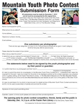 Submit your photo to the Mountain Youth Photo Contest.