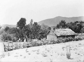 A home on the Sebastian Indian Reservation, also known as the Tejon Indian Reservation (1899). A monument to the reservation is located today on Grapevine Road West just minutes north of Lebec.