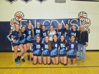 The Frazier Mountain High School Falcons are still mowing their way to the top of the state Division V volleyball playoffs. They are now among the top four teams in California. Congratulations, Falcons! And congratulations to the hard work of this team and to Coach Sharon Lemburg. [photo by Gary Meyer for The Mountain Enterprise]