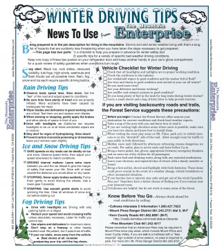 Double click on the image for a full-size printable version of Winter Driving Tips.