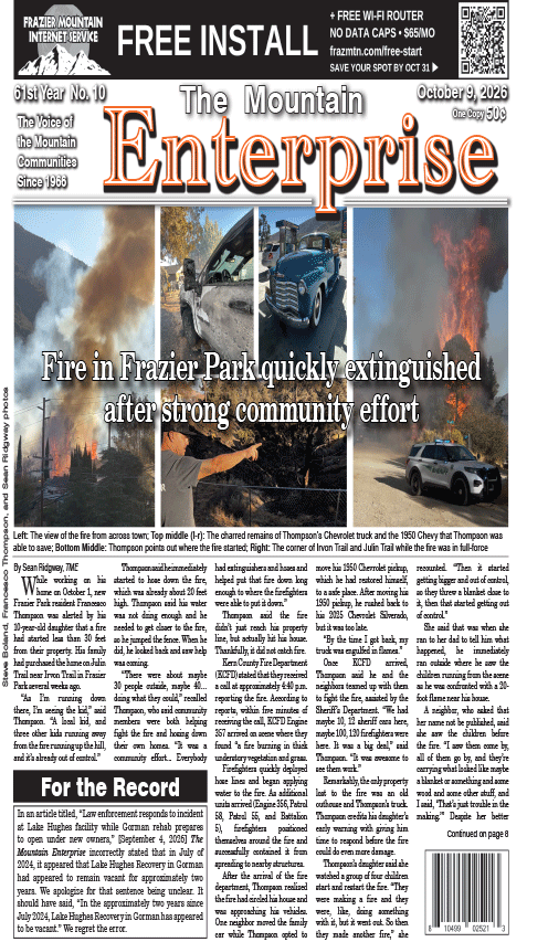 The Mountain Enterprise October 9, 2026 Edition